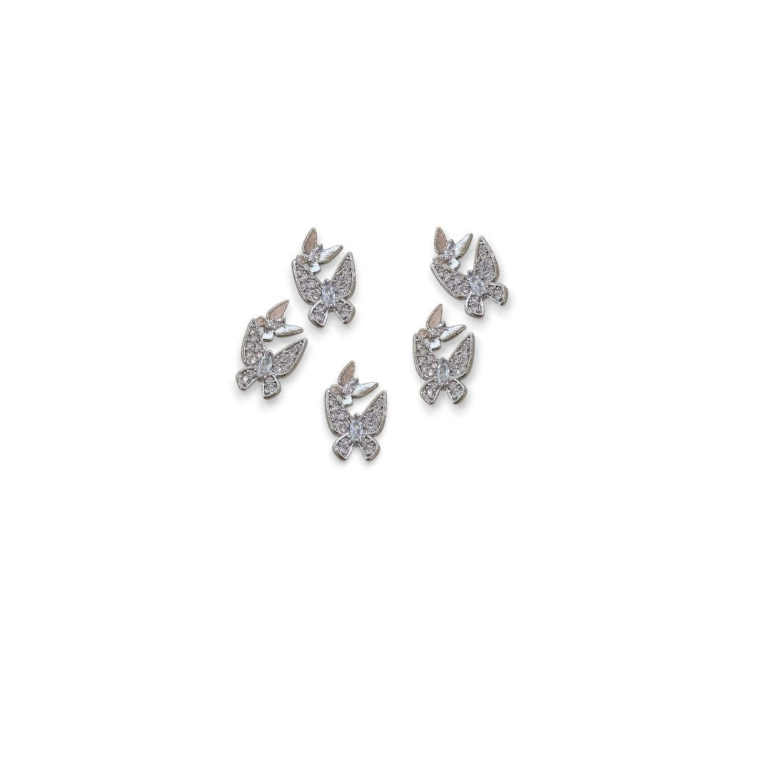 CNBS Nail Charms - Silver Butterfly (5pcs)