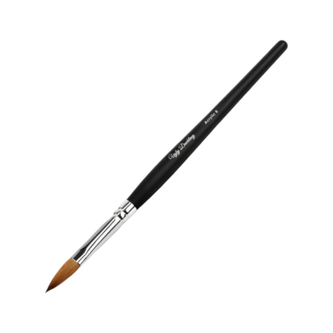 Ugly Duckling Acrylic Brush - Oval Matte Black Wooden Handle #8