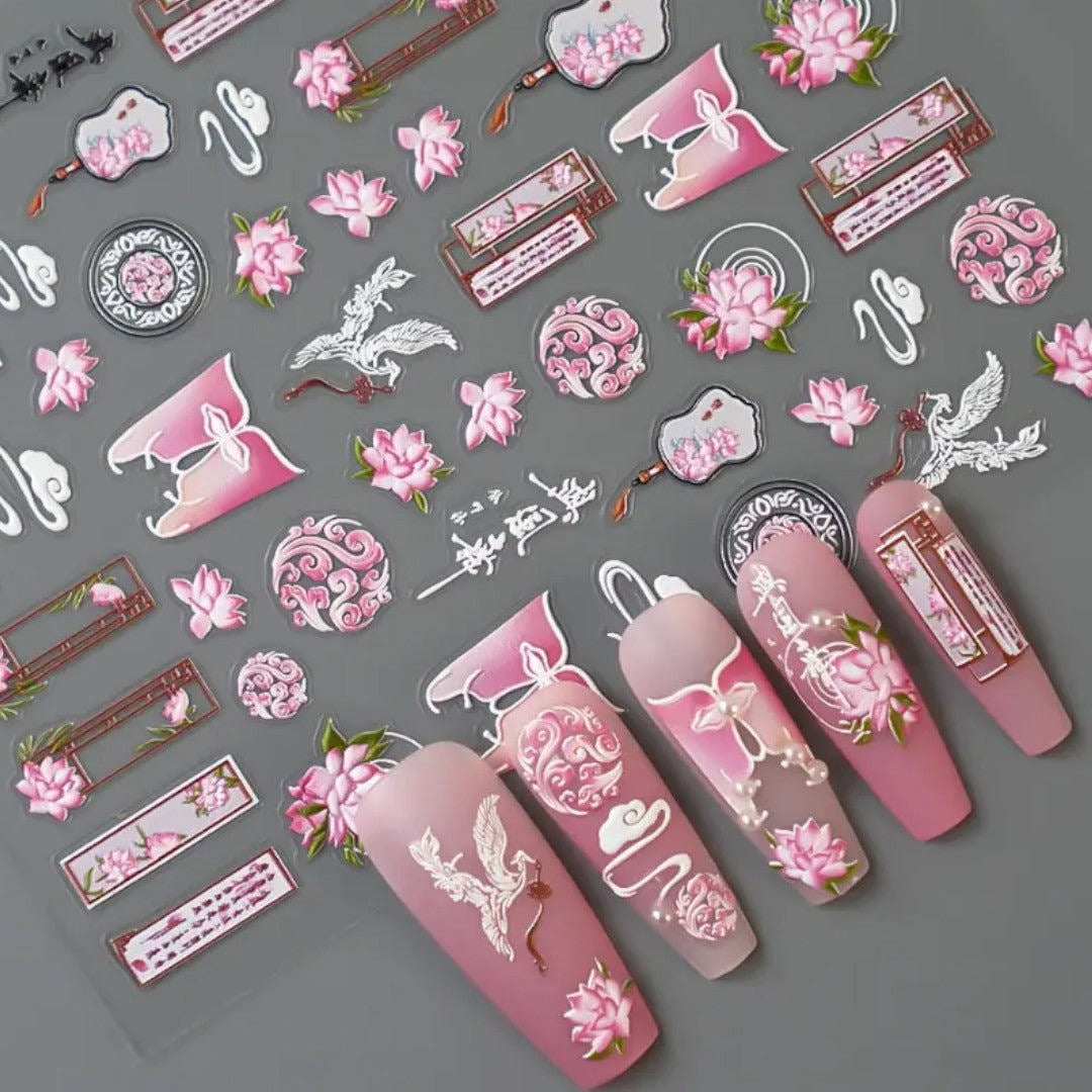 CNBS Nail Sticker - Pink Lotus Elegance #Z2237