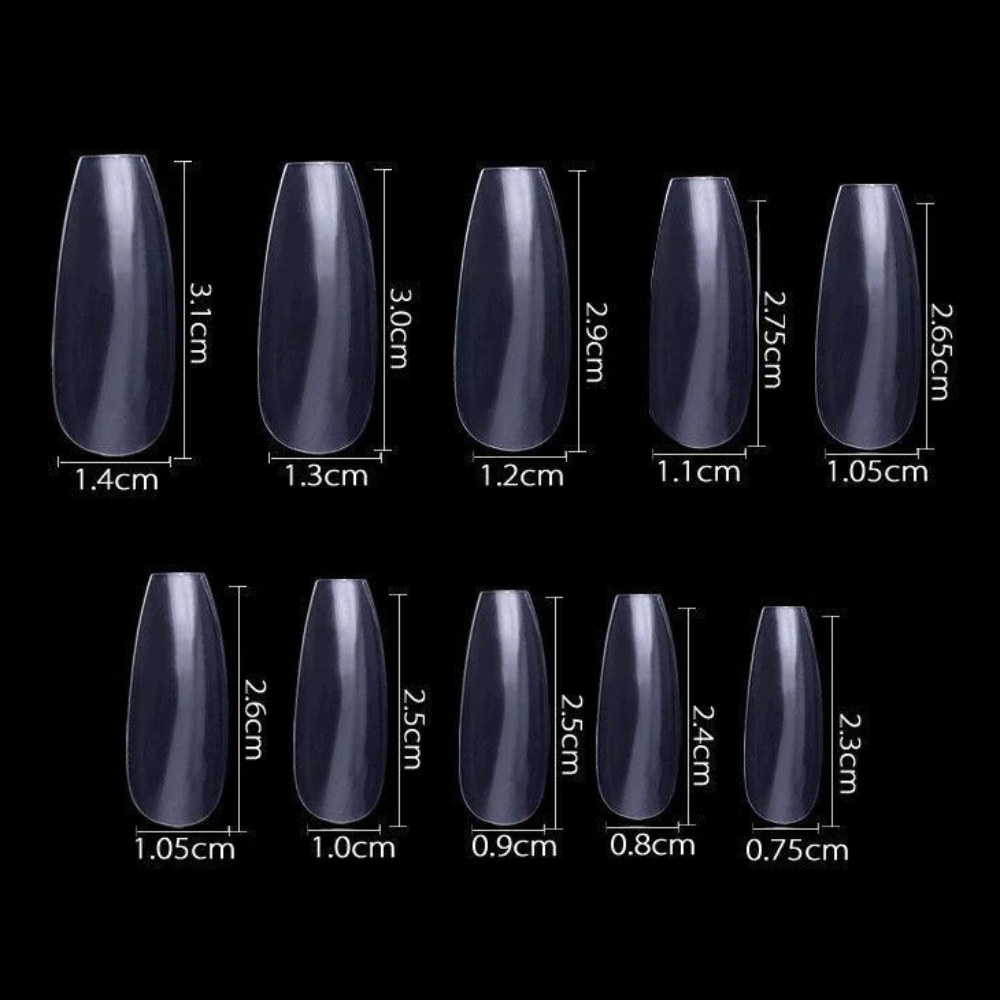Cre8tion Nail Tips Box - Clear Coffin Medium (600Pcs) #15135