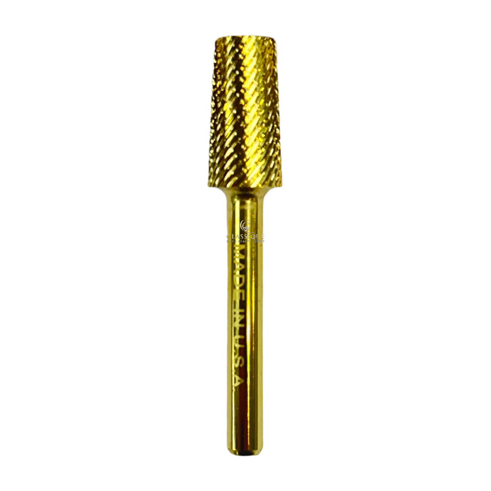 SP Nail Drill Bits - 3In1 Chamfer Carbide HF Fine Grit 3/32 Gold