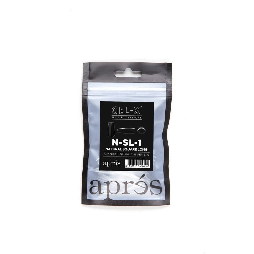Apres Gel-X Refill Tips - Natural Square Long (50Pcs)