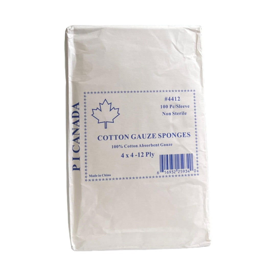 PI Cotton Gauze Sponges 4x4 - 12ply (Pack of 100)