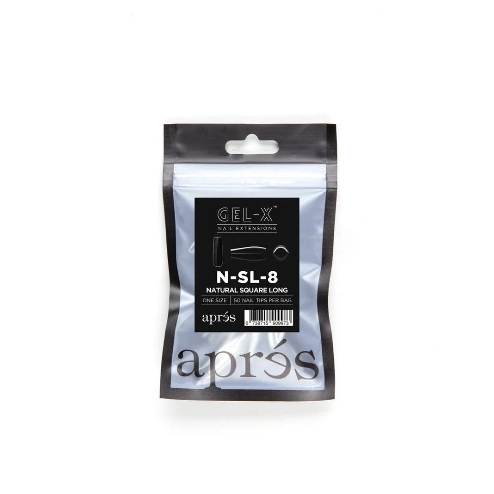 Apres Gel-X Refill Tips - Natural Square Long (50Pcs)