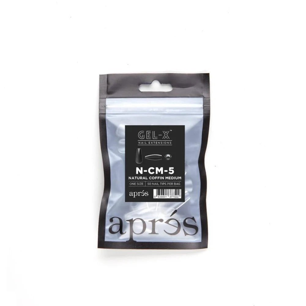 Apres Gel-X Refill Tips - Natural Coffin Medium (50Pcs)