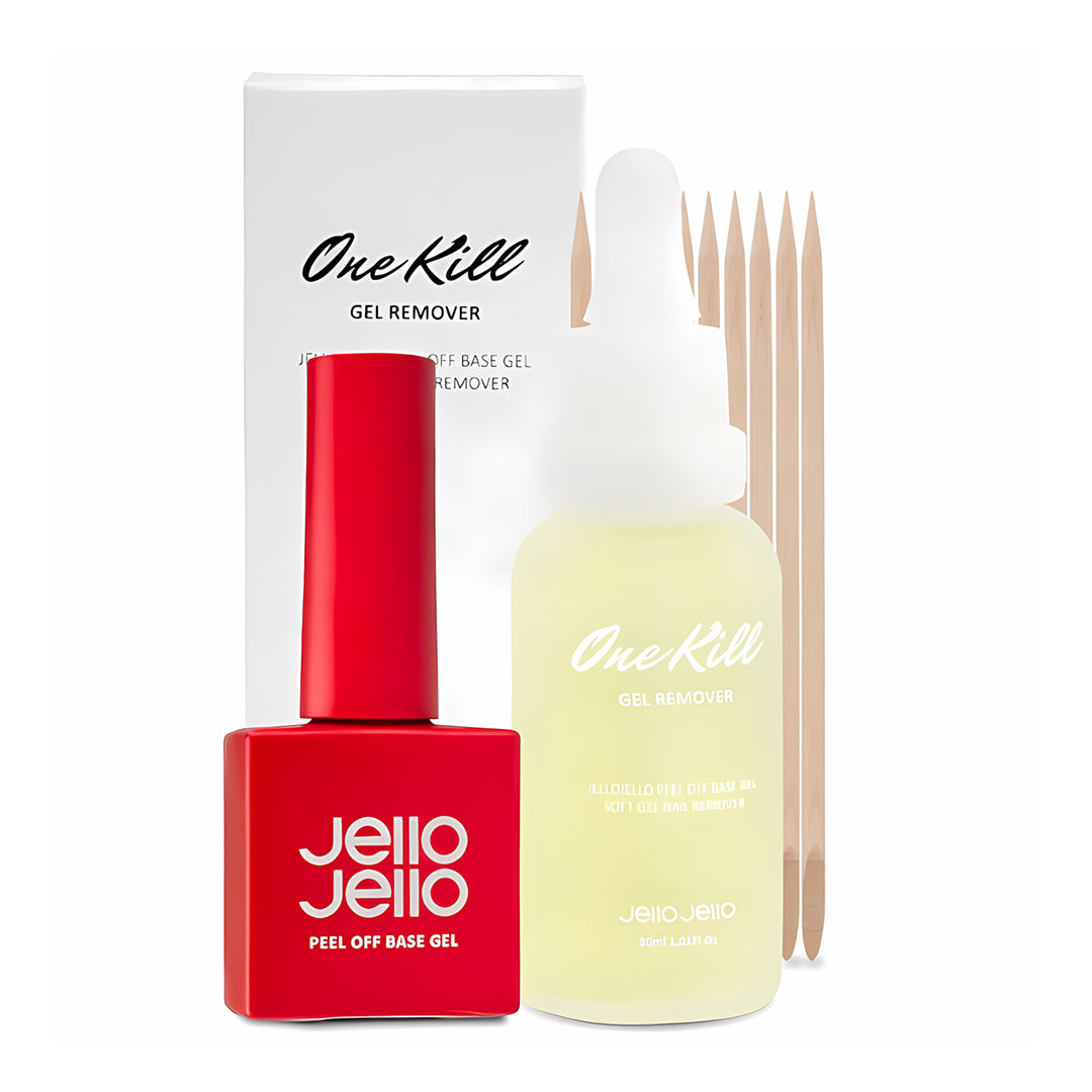 jello jello peel off base, one kill gel remover, jello jello peel off base canada, clear gel nails, korean nail designs, dry manicure, best gel polish brands