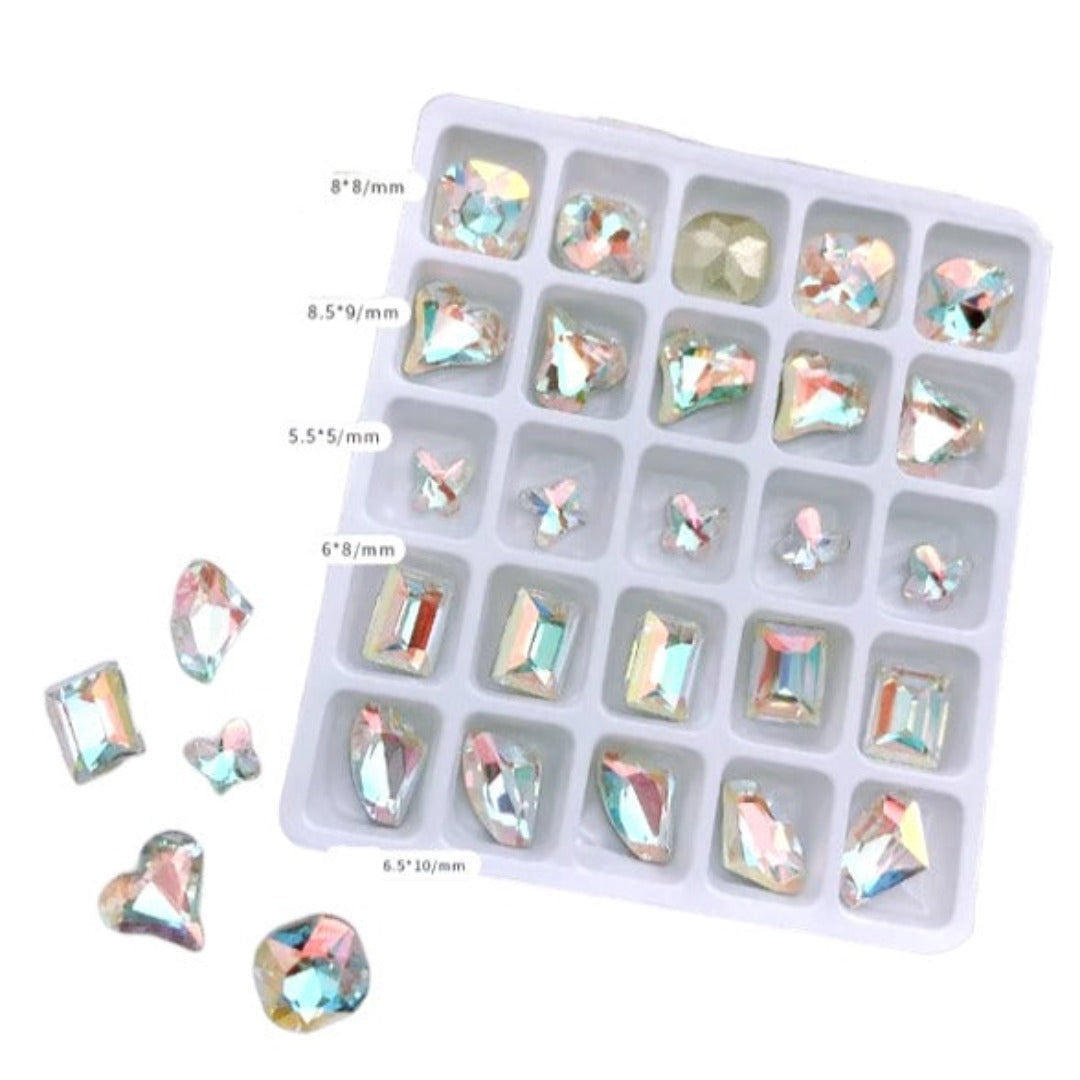 CNBS Rhinestones - Crystal Squares, Hearts & Butterflies 25pcs