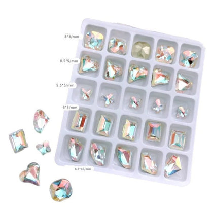 CNBS Rhinestones - Crystal Squares, Hearts & Butterflies 25pcs