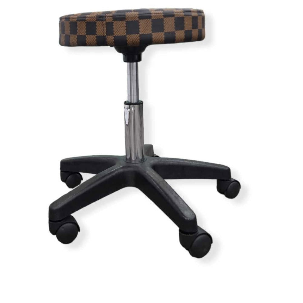 Hydraulic Circle Stool - Brown with Black Base