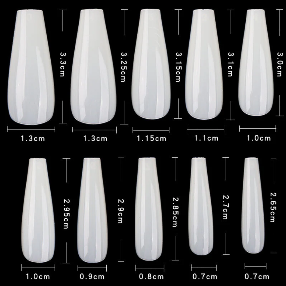 Cre8tion Nail Tips Box - Natural Long Coffin (600Pcs) #15140