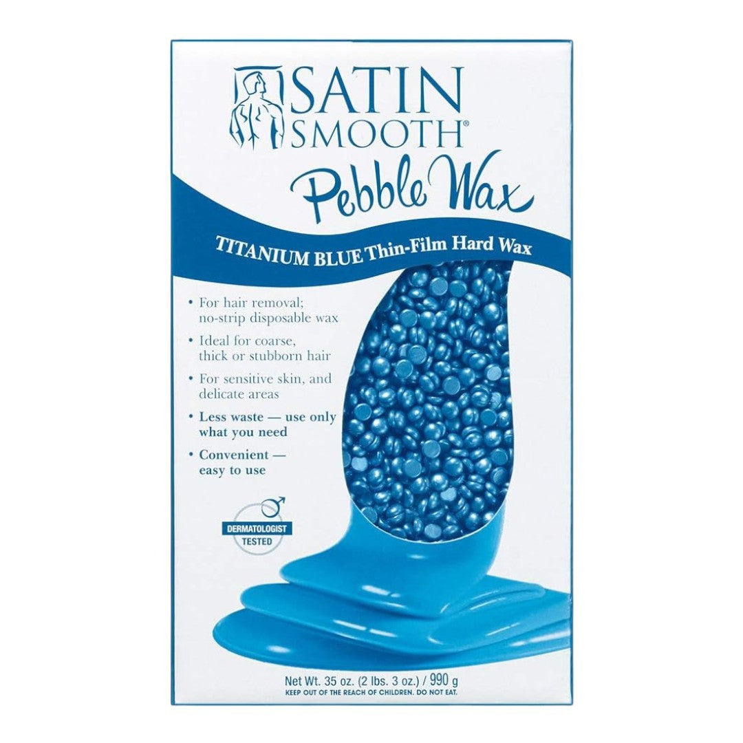 Satin Smooth Pebble Hard Wax - Titanium Blue 35Oz #SSWBMPG