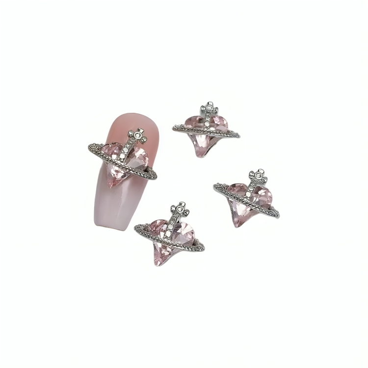CNBS Nail Charms - Crystal Crowned Hearts 4pcs