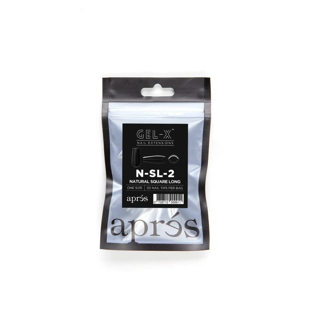 Apres Gel-X Refill Tips - Natural Square Long (50Pcs)