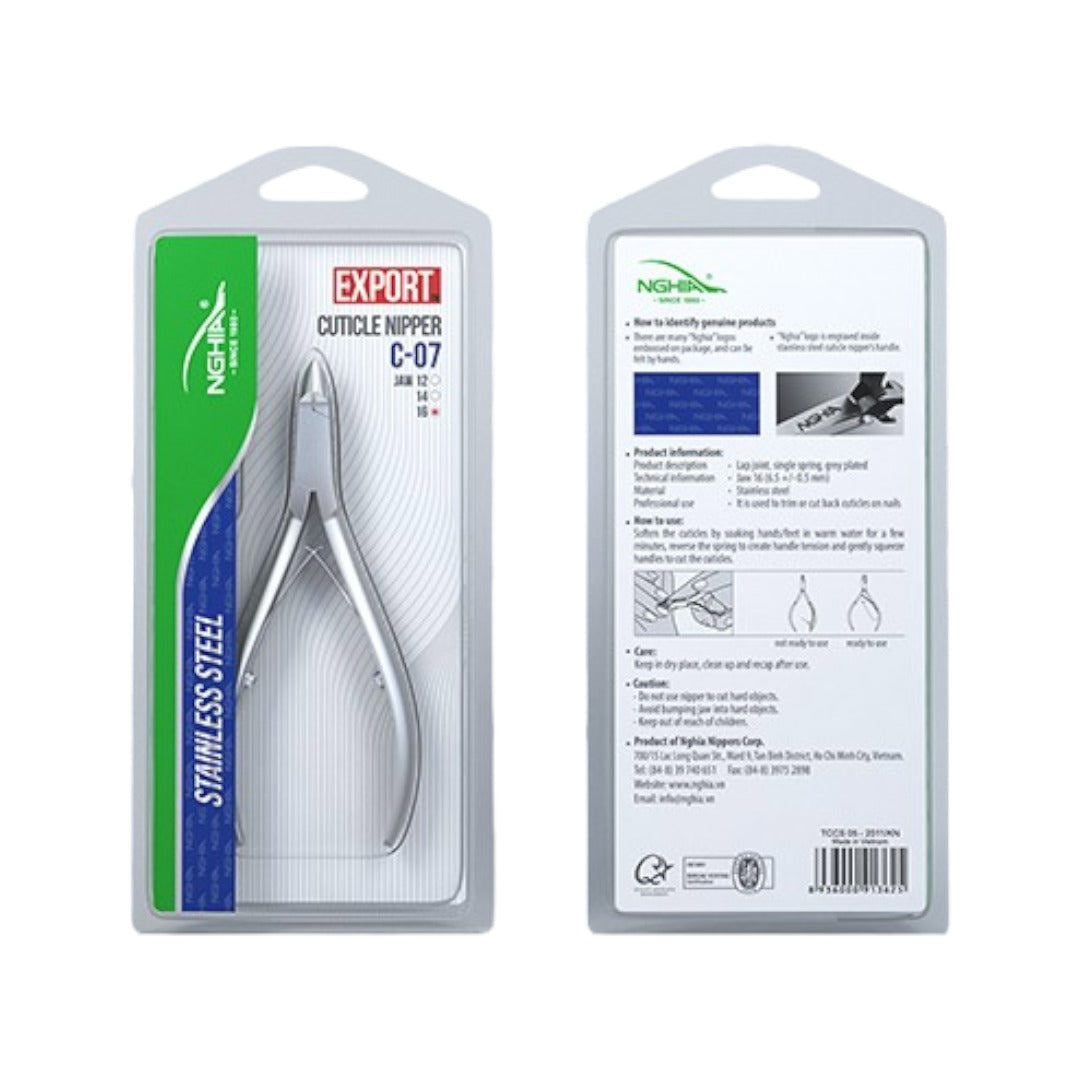 Nghia Stainless Steel Cuticle Nippers Double Spring D07-14