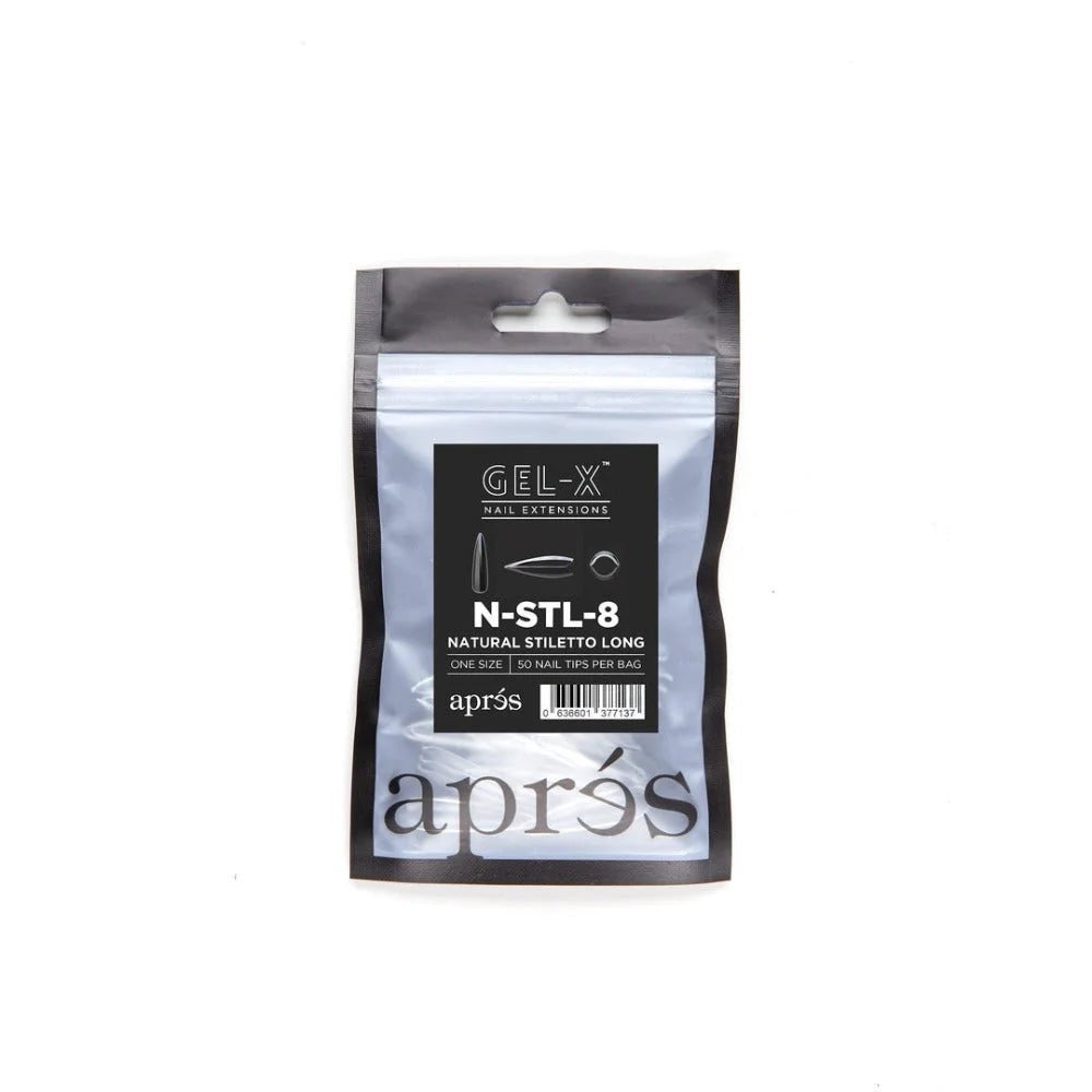 Apres Gel-X Refill Tips - Natural Stiletto Long (50Pcs)