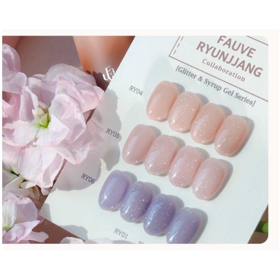 Fauve X Ryun Jjang Gel Polish - Syrup & Glitter Series #RY01-06 (6Pcs)