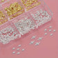CNBS Nail Charms – Mixed Gold/White Nail Rivet Stars (6 Grids)
