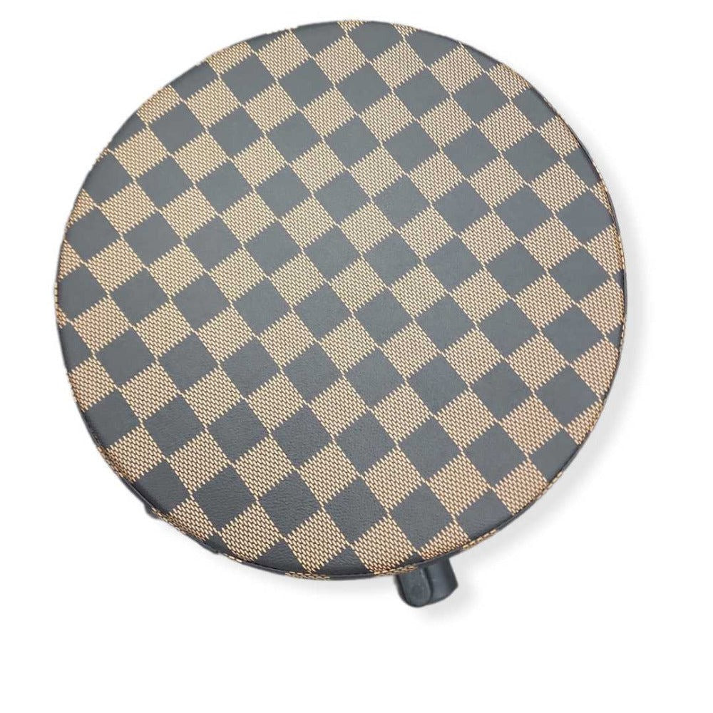 Hydraulic Circle Stool - Brown with Black Base