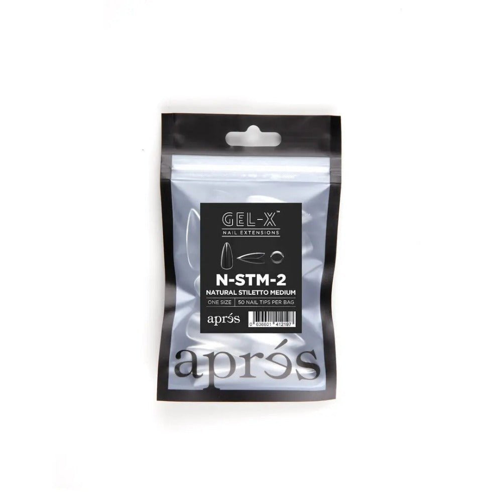 Apres Gel-X Refill Tips - Natural Stiletto Medium (50Pcs)