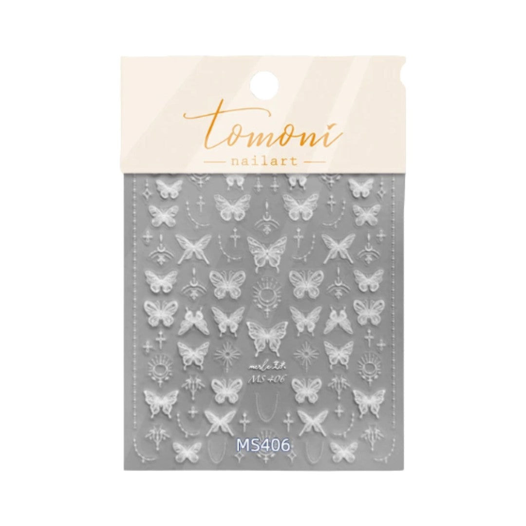 CNBS Nail Stickers - White Butterflies
