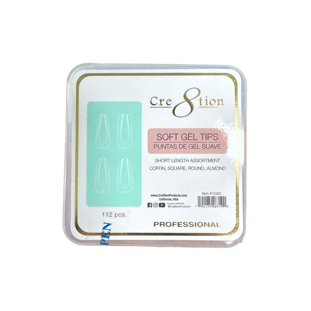 Cre8tion Soft Gel Nail Tips Box - Assorted Short (112pcs)