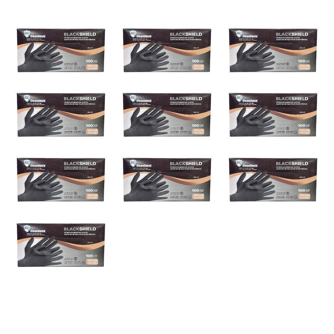 Cleanshield Nitrile Black Gloves (Case Of 10)