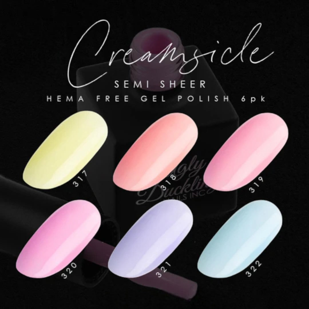 Ugly Duckling Gel Polish (HEMA-Free) Creamsicle Collection #317-322 6Pcs