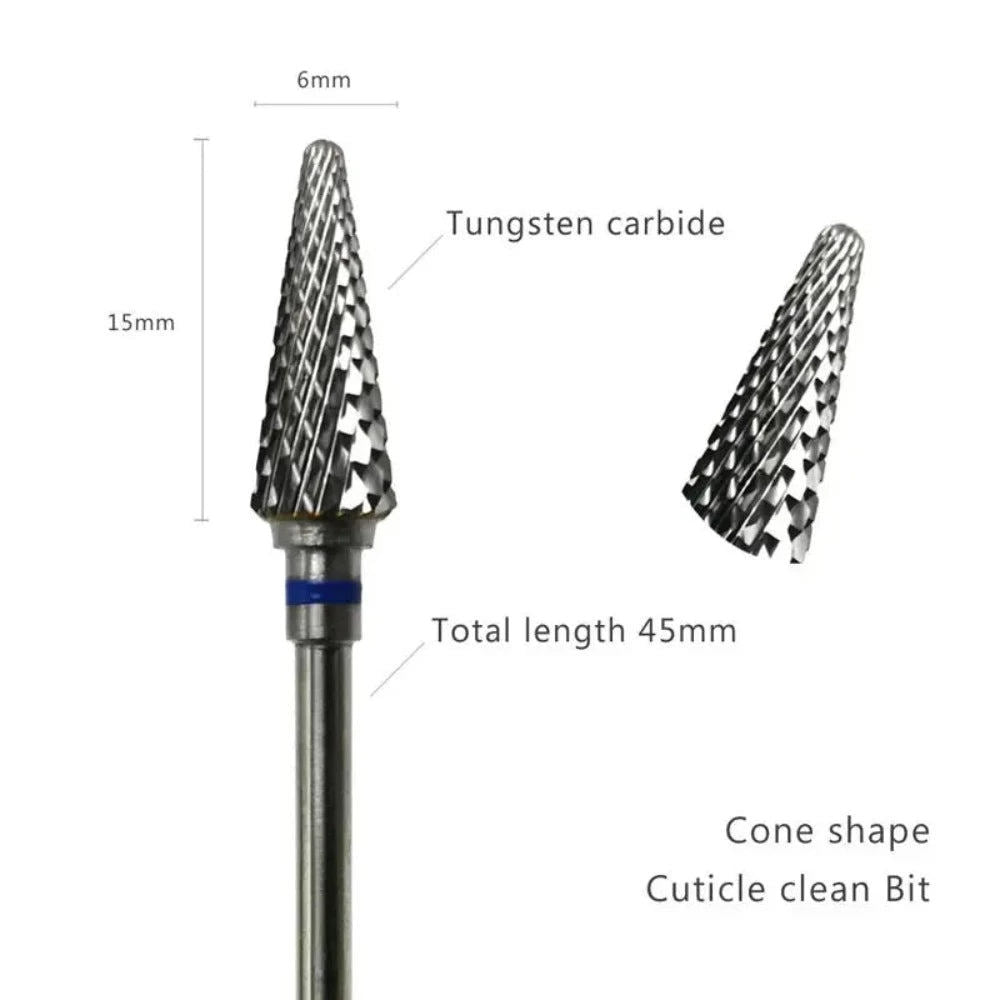 SP Nail Drill Bits - Large Rounded Cone Carbide 3/32 Silver
