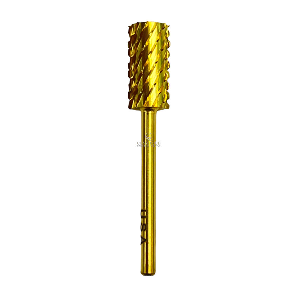 SP Nail Drill Bits - Large Barrel Carbide H3X Triple Extra Coarse Grit 3/32 Gold
