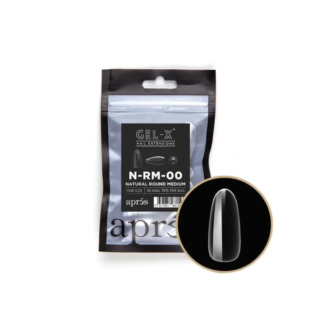 Apres Gel-X Refill Tips - Natural Round Medium (50Pcs)