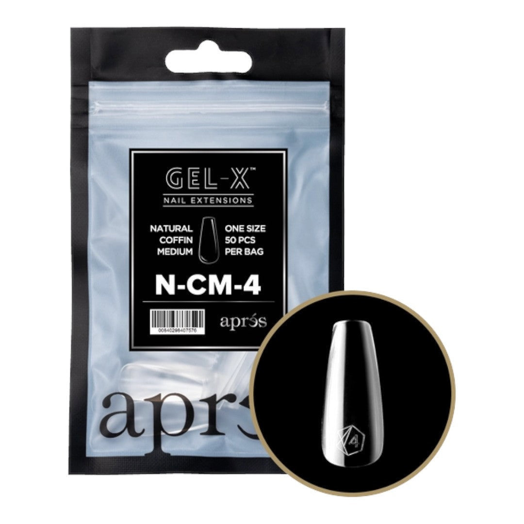 Apres Gel-X Refill Tips 2.0 - Natural Coffin Medium (50Pcs)