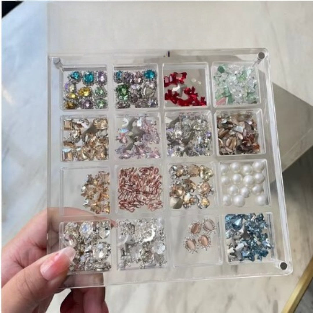 CNBS Nail Art Charms/Rhinestones Storage Organizer Box - 16 Grids
