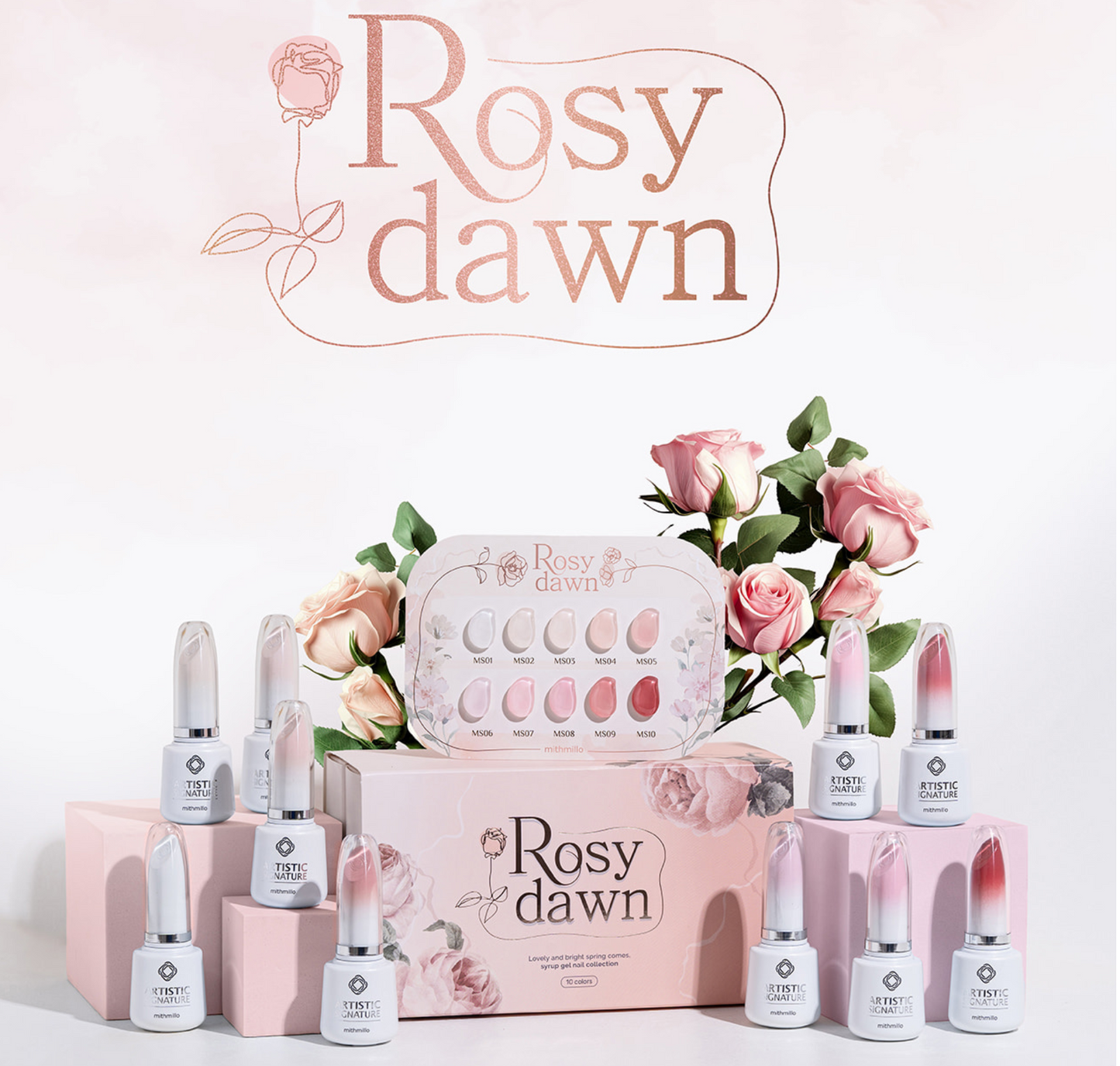 Mithmillo Non-Wipe Syrup Gel Polish #MS01-10 Rosy Dawn Collection