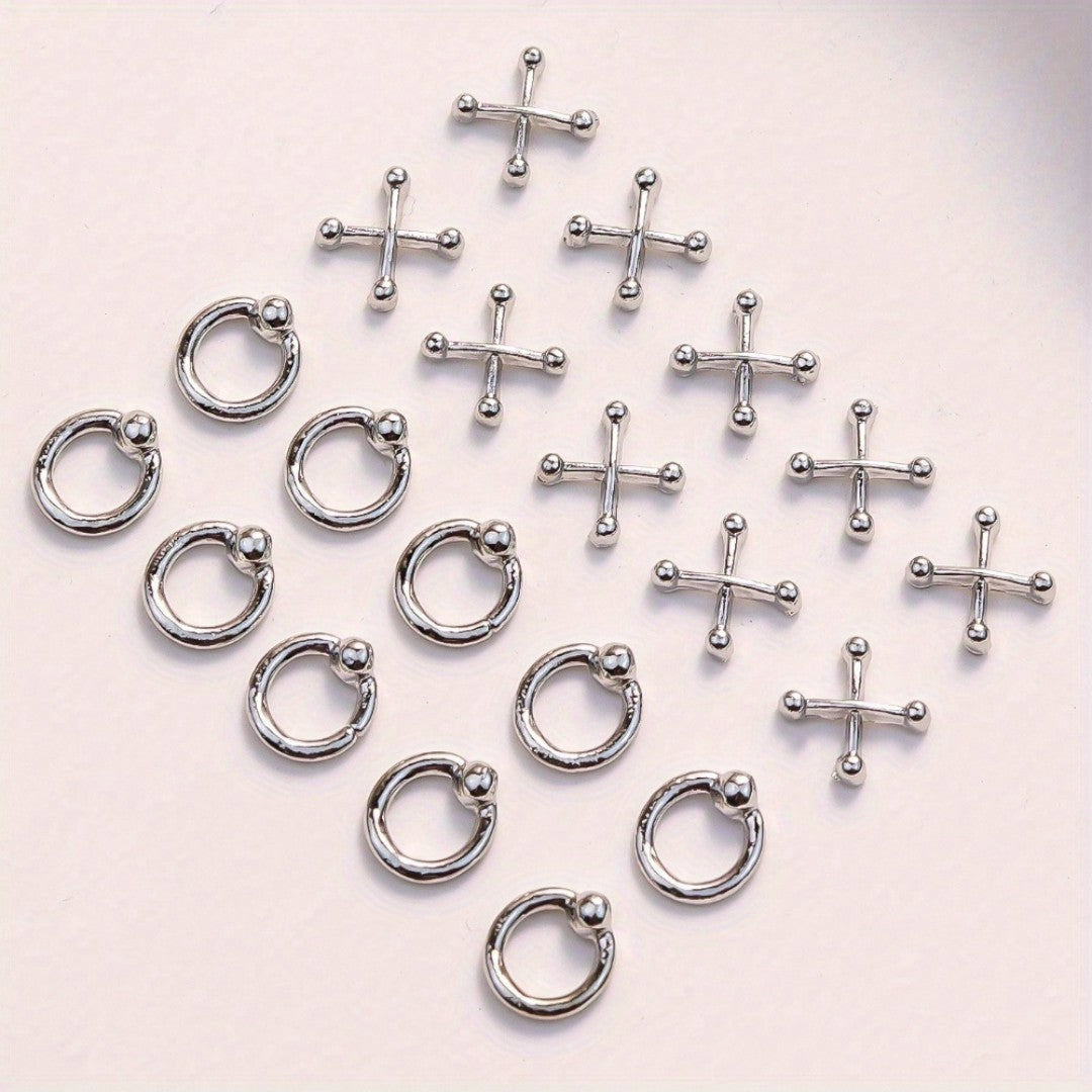 CNBS Nail Charms - Mixed X/0 Silver Designs 20pcs