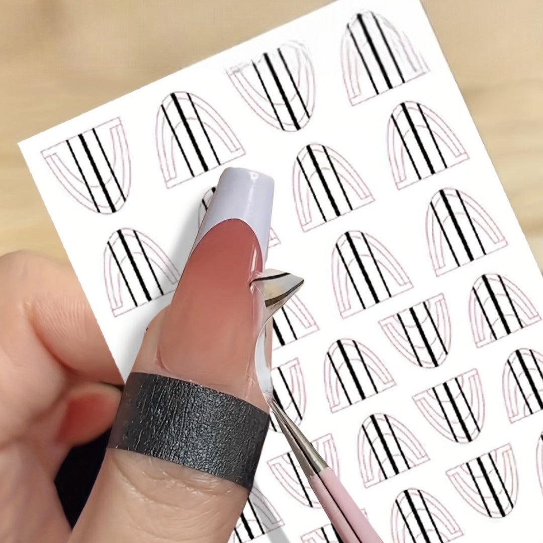 CNBS Nail Stickers - French Design With Positioning Lines #H033
