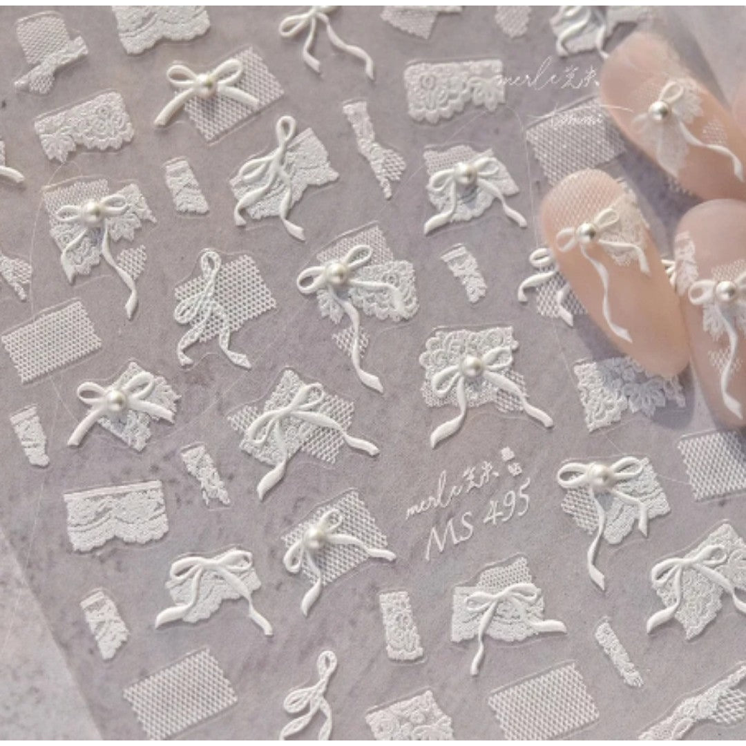 CNBS Nail Stickers - White Bows #MS495