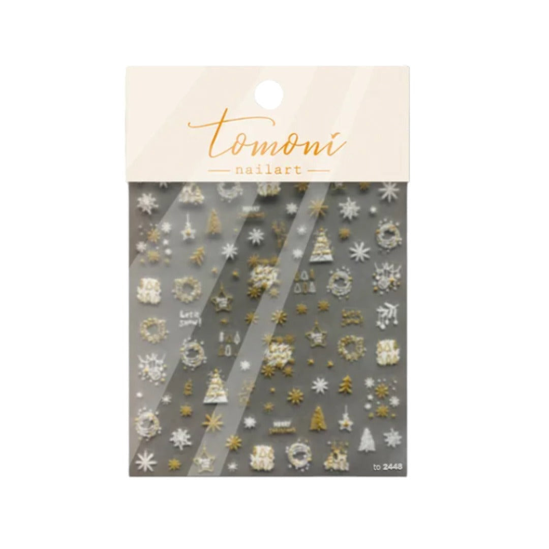CNBS Nail Stickers - White & Gold Christmas Themed #27/TO2448