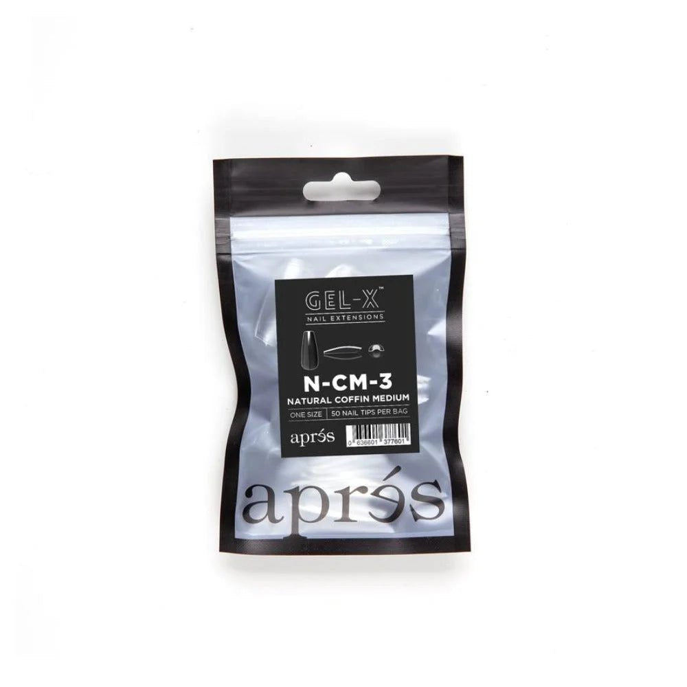 Apres Gel-X Refill Tips - Natural Coffin Medium (50Pcs)