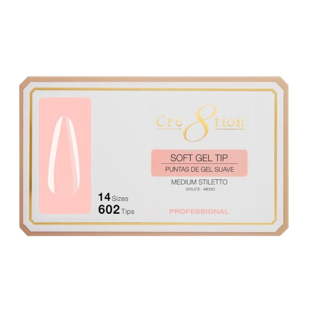 Cre8tion Soft Gel Nail Tips Box - Stiletto (602Pcs)