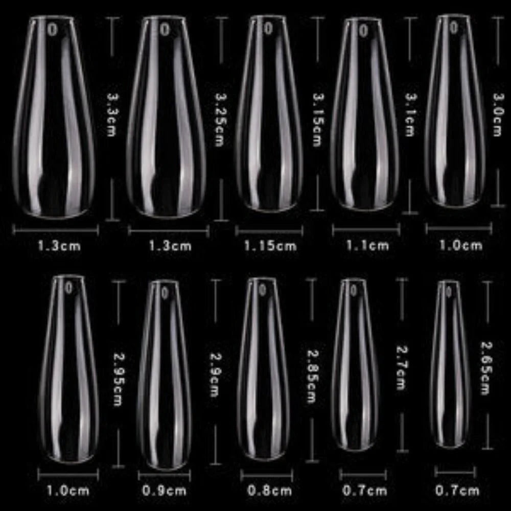 Cre8tion Nail Tips Box - Clear Coffin Long (600Pcs) #15139