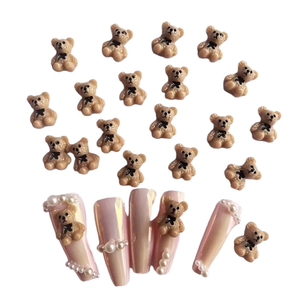 CNBS Nail Charms - Cute Brown Teddy Bear 10pcs