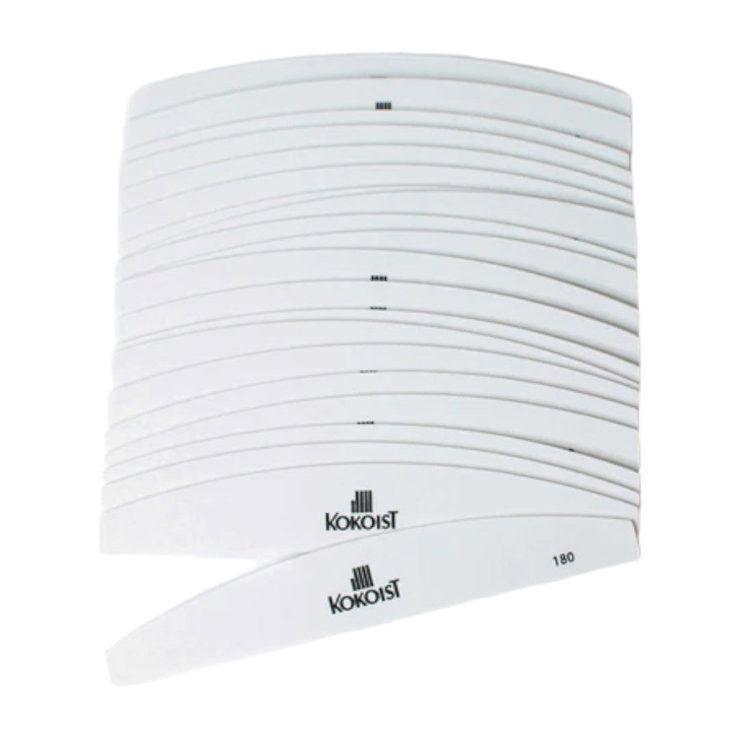 Kokoist Nail Files - Replaceable Half Moon 180 Grit - White (Pack of 20)
