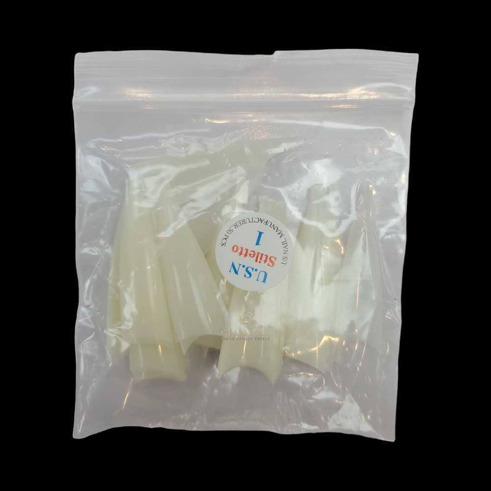 USN Nail Tips - Natural Stiletto (Bag Of 50)