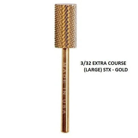 Startool Nail Drill Bits - Large Barrel Carbide STXX Double Extra Coarse Grit 3/32 Gold