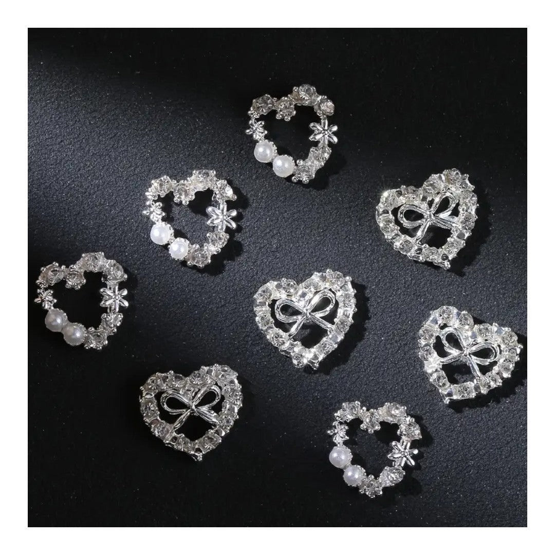 CNBS Nail Charms - Diamond Alloy Bow Heart 10pcs