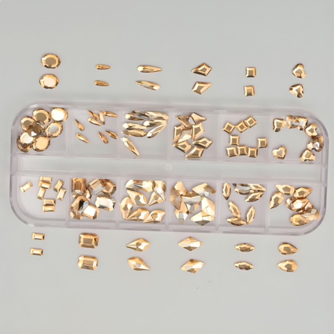 CNBS Nail Charms - 3D Metallic Multishape Flatback (Tray of 12)