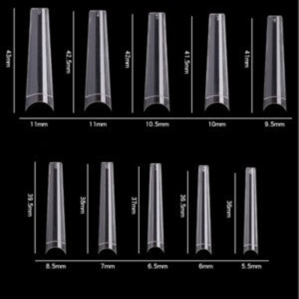Cre8tion Nail Tips Box - Special Shape 21 Clear Coffin Long (500Pcs) #15227