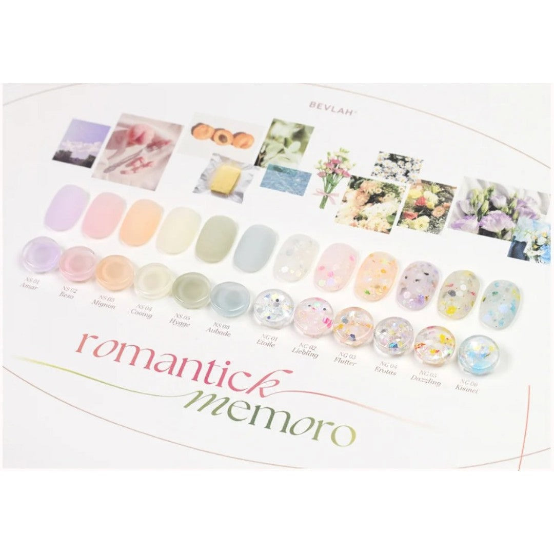 Bevlah Gel Polish - Romantick & Memoro Collection (12Pcs) + Free 6 Mixing Jars