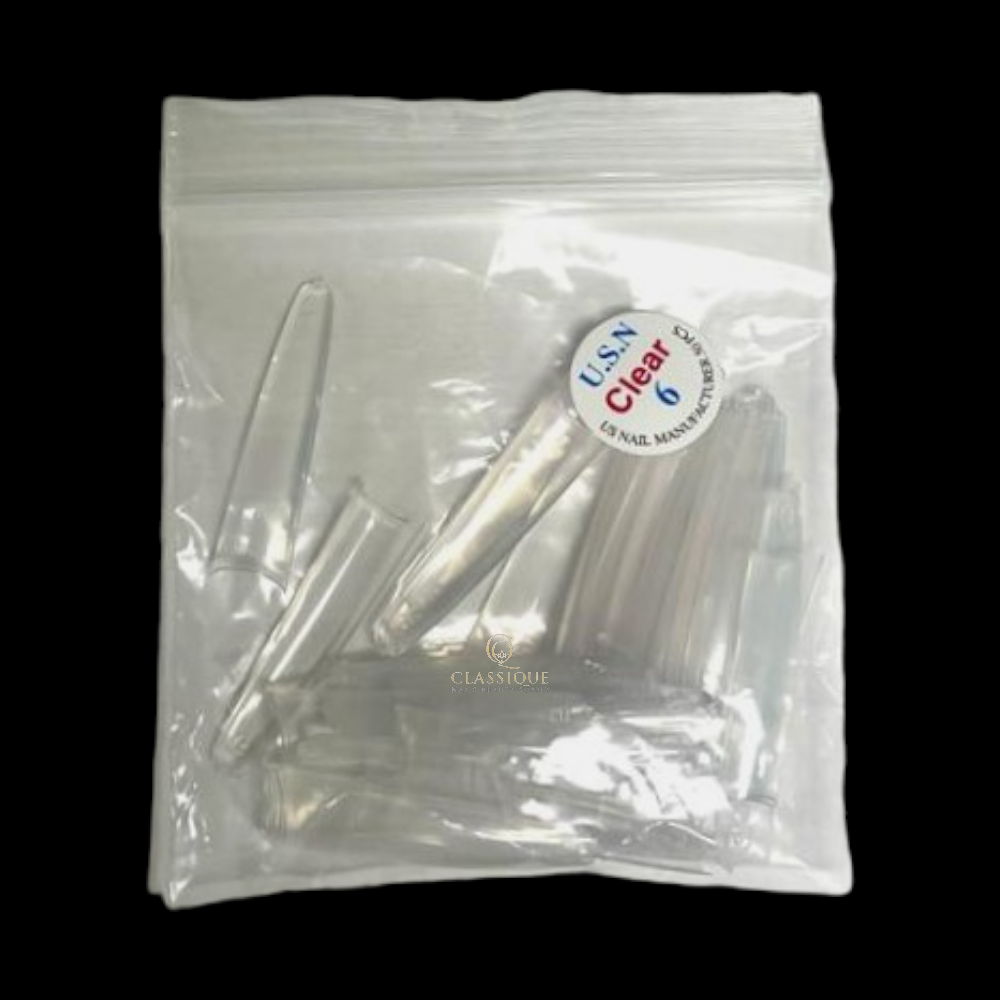 USN Nail Tips - Clear Straight Coffin (Bag Of 50)