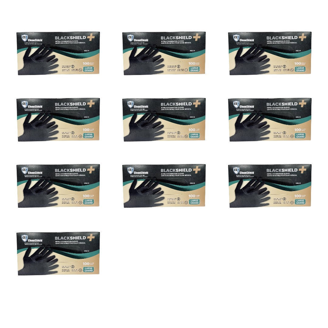 Cleanshield Nitrile Black Gloves (Case Of 10)